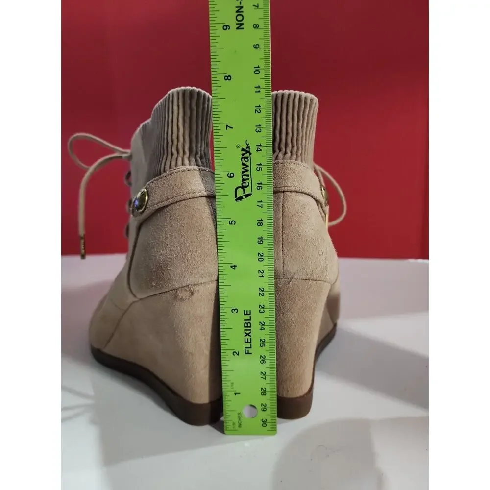 Womens MICHAEL KORS 160260 Beige Suede Wedge Boots sz. 10 M